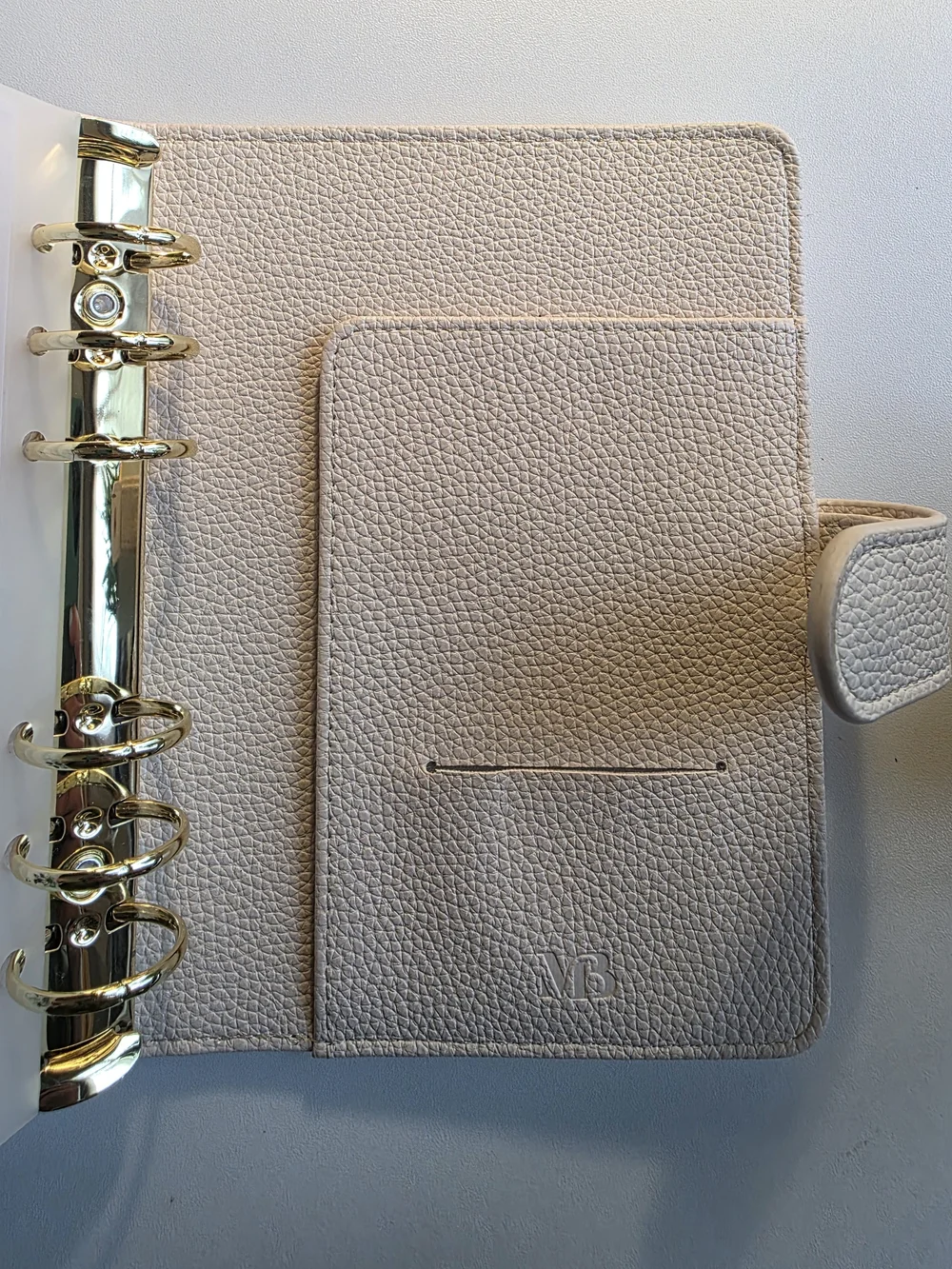 A6 Beige Faux Leather Organizer Notebook with Snap Closure